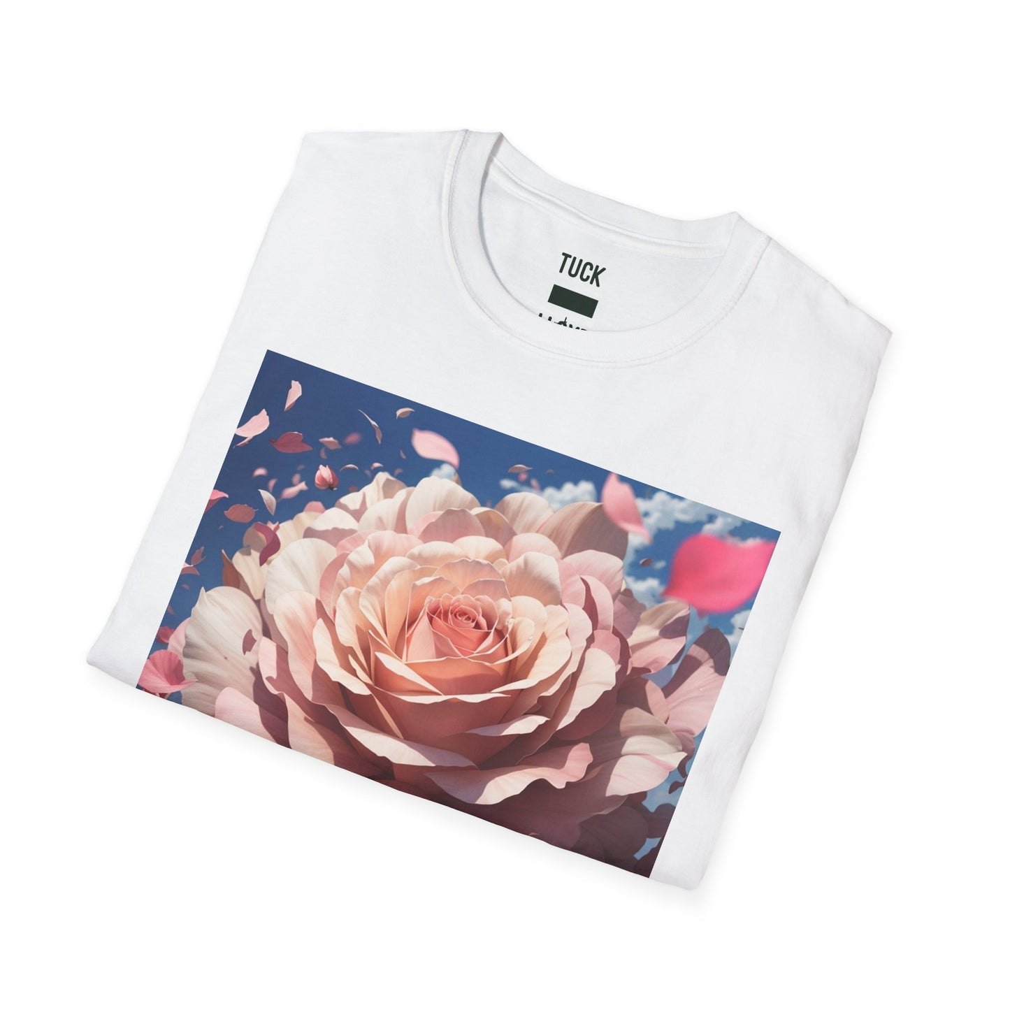 Floral Art Unisex Softstyle T-Shirt - Elegant Rose Design