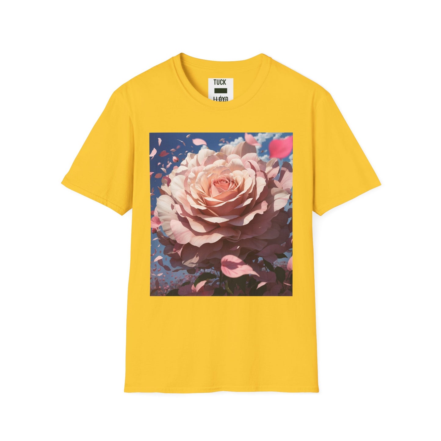 Floral Art Unisex Softstyle T-Shirt - Elegant Rose Design