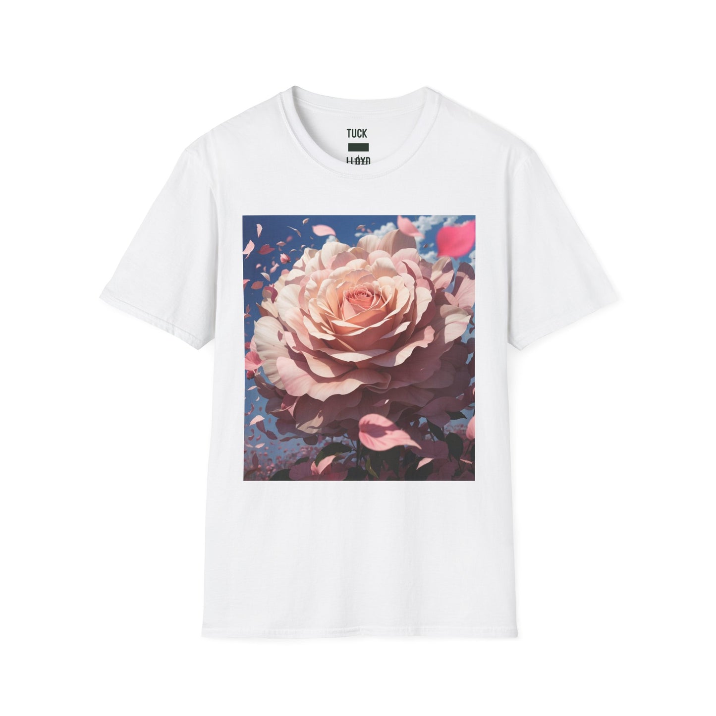 Floral Art Unisex Softstyle T-Shirt - Elegant Rose Design