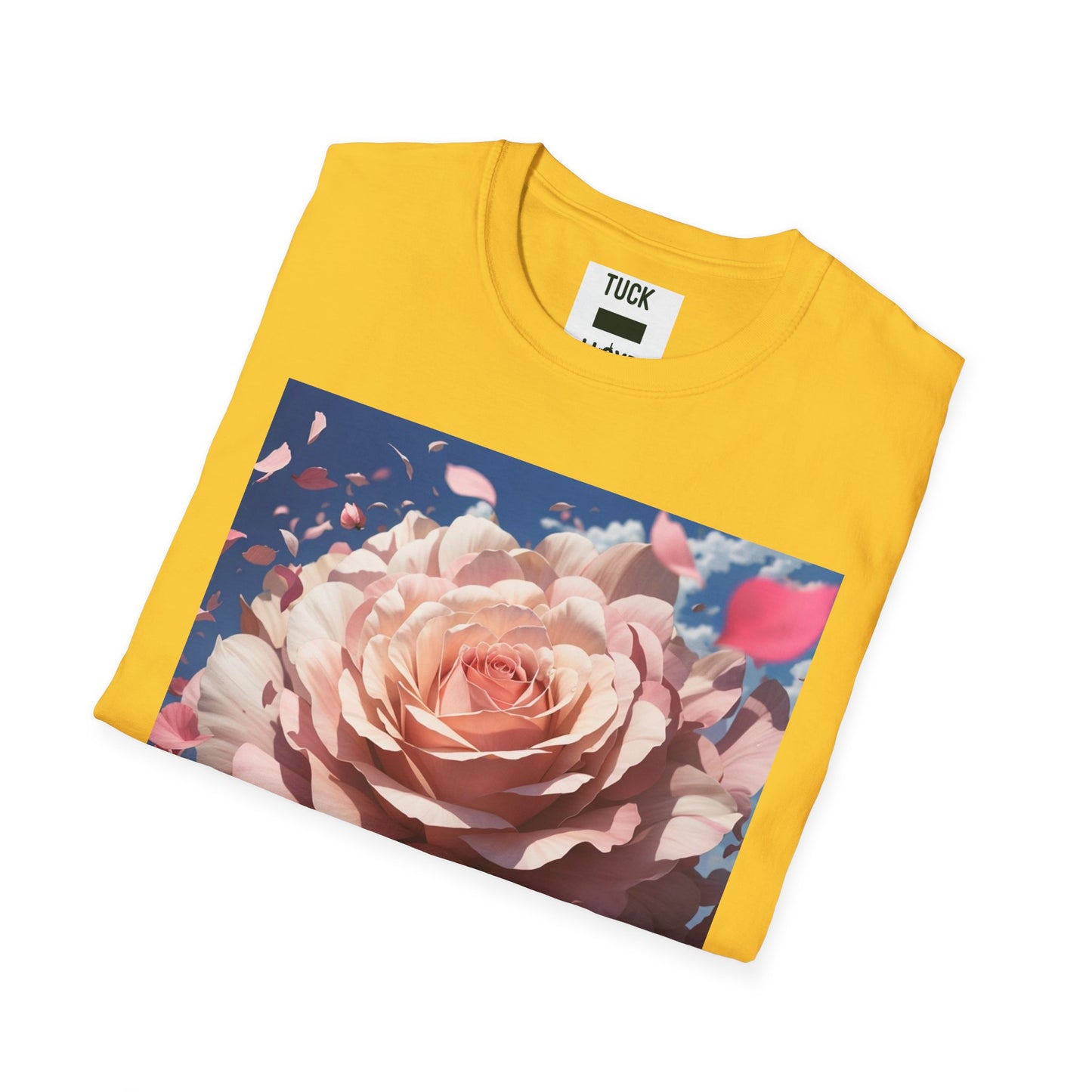 Floral Art Unisex Softstyle T-Shirt - Elegant Rose Design