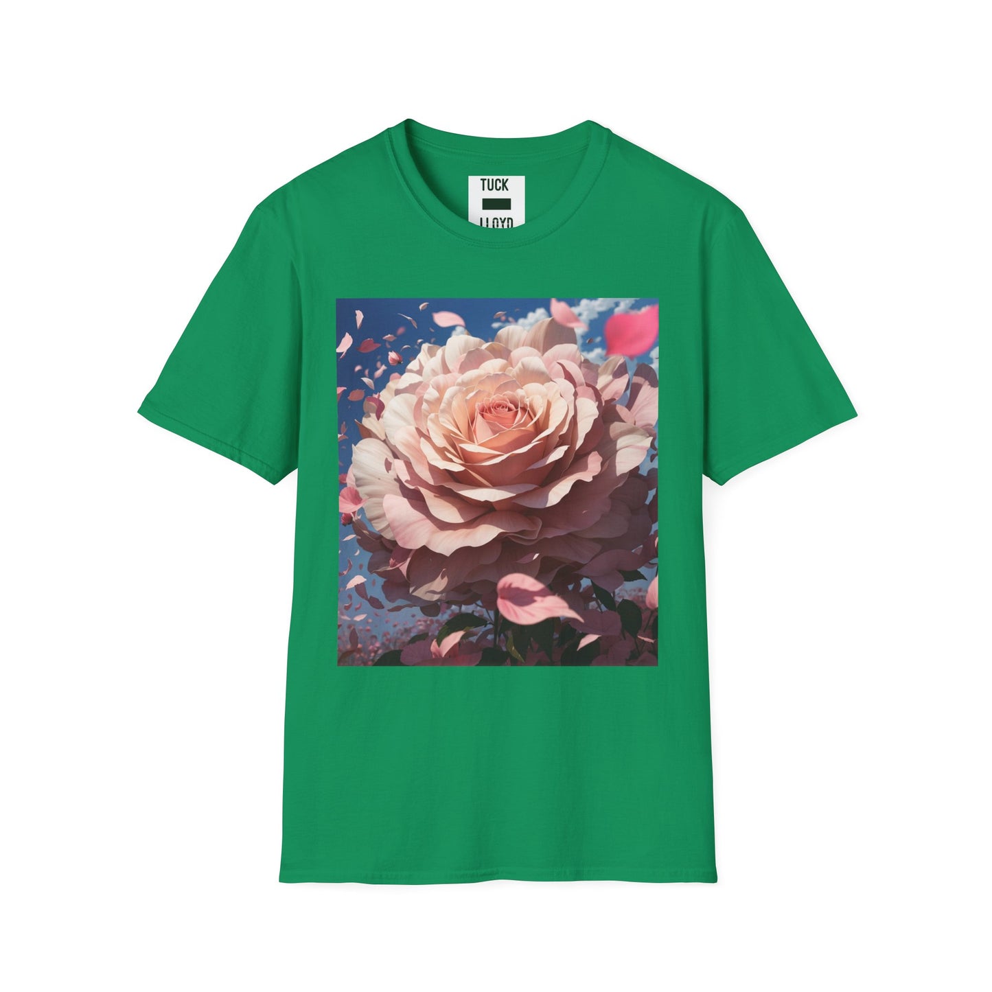 Floral Art Unisex Softstyle T-Shirt - Elegant Rose Design