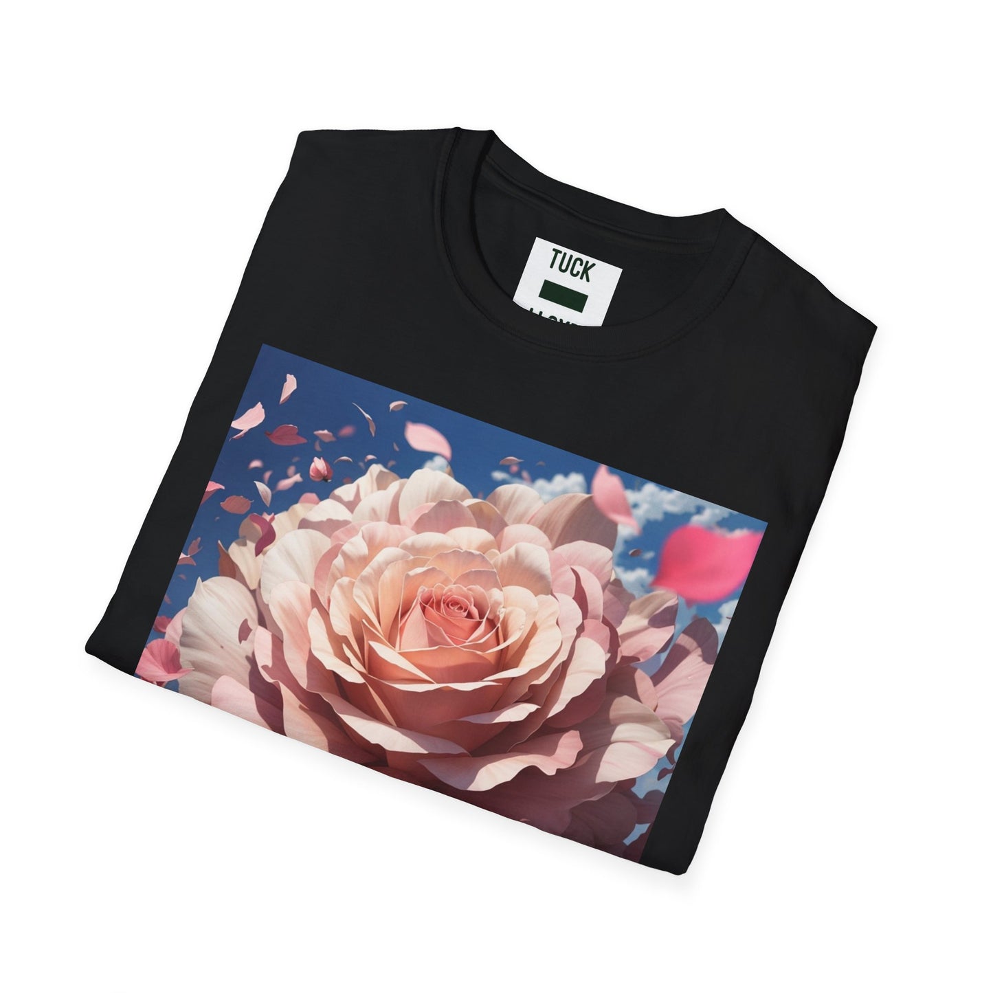 Floral Art Unisex Softstyle T-Shirt - Elegant Rose Design